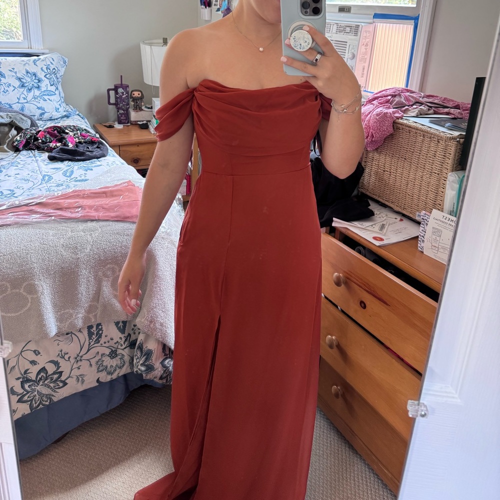 Birdy Grey Off-Shoulder Mira Maxi Dress in Auburn